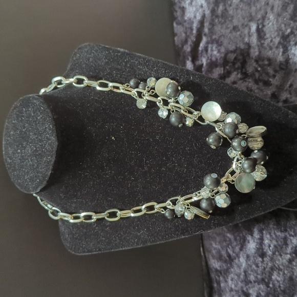 White House Black Market Mixed Beads Silver Tone Chain Necklace - Picture 1 of 7